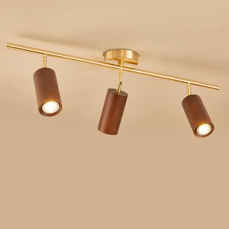 Modern Minimalist Walnut Wood LED Semi-Flush Mount Ceiling Light for Living Room