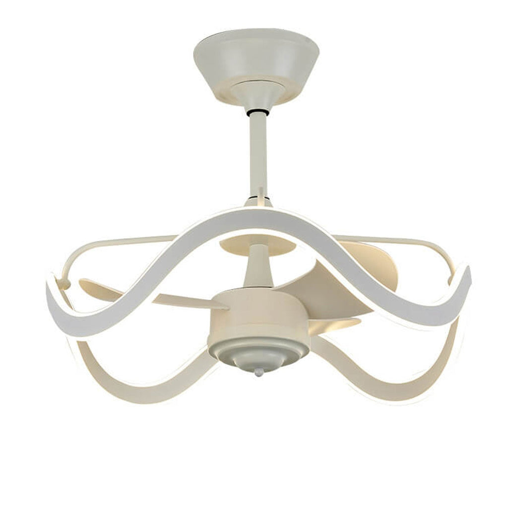 Modern Luxury Circular Inverter Silent Downrod Ceiling Fan Light