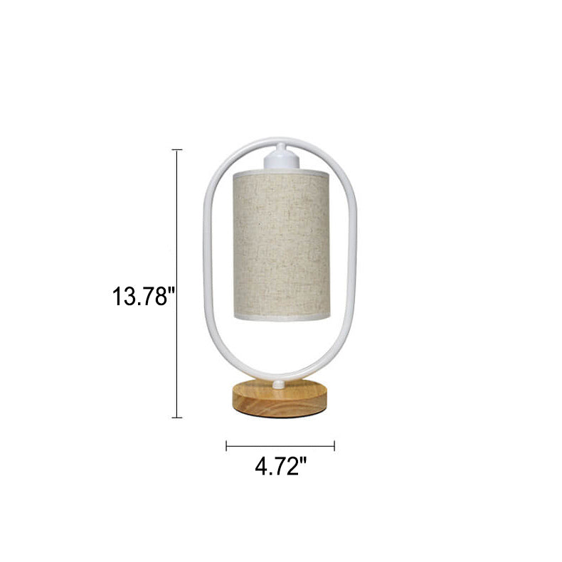 Nordic Linen White Ring 1-Light Dimmable Table Lamp - Modern Minimalist Design, Adjustable Brightness, Stylish Lighting for Living Room, Bedroom, Office - Contemporary Home Décor Accent Piece
