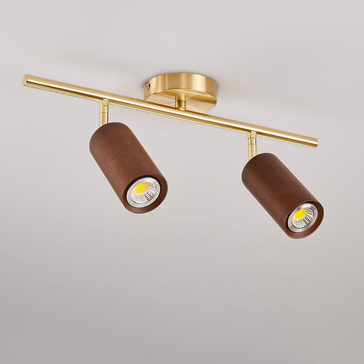 Modern Minimalist Walnut Wood LED Semi-Flush Mount Ceiling Light for Living Room