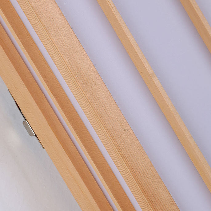 Traditional Japanese Solid Wood LED Wall Sconce for Bedroom