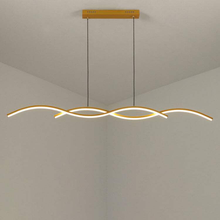 Nordic Minimalist LED Wave Design Island Chandelier - Modern Strip Light