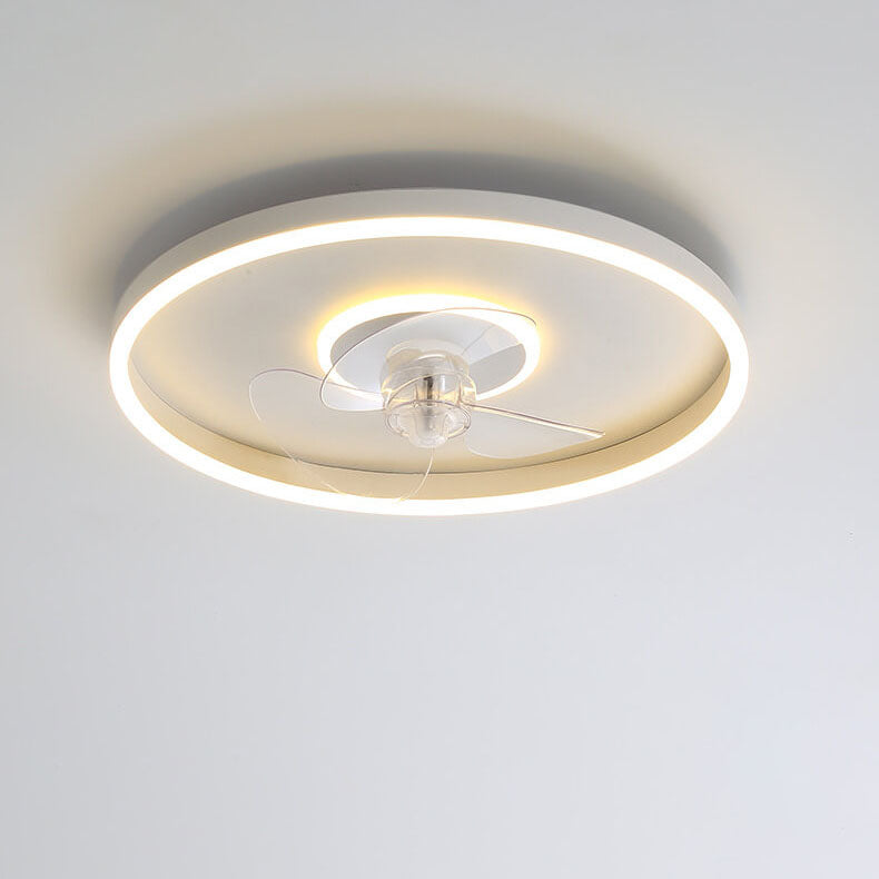 Contemporary Nordic Round LED Flush Mount Ceiling Fan Light for Living Room & Bedroom