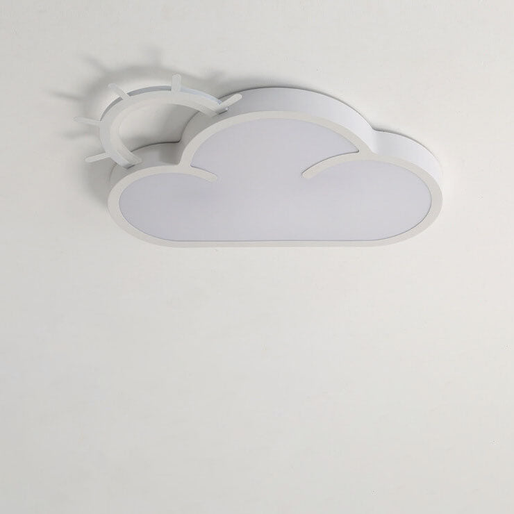 Contemporary Nordic Cloudy Sun Acrylic Iron LED Kids Flush Mount Ceiling Light for Living Room Bedroom Modern Design Energy-Efficient Lighting Fixture Unique Decorative Ceiling Lamp Stylish Playroom Illumination Cute Bedroom Lighting Solution Kids Room De