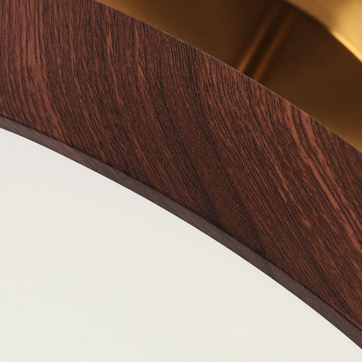 Wabi-Sabi Minimalist Wood Grain Round LED Semi-Flush Mount Light