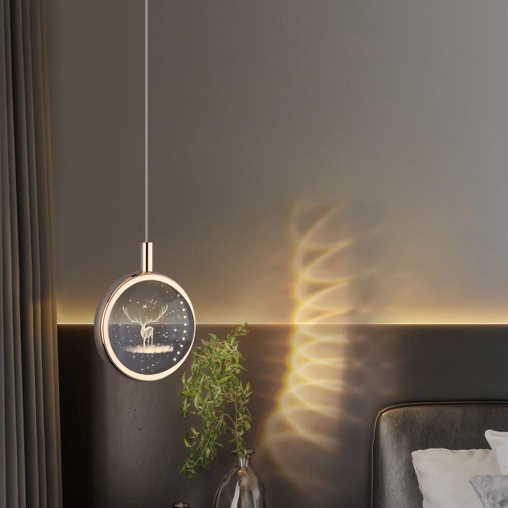 Modern Minimalist Aluminum Crystal LED Pendant Light for Bedroom