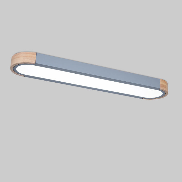 Contemporary Scandinavian Long Oval Iron Log Acrylic LED Flush Mount Ceiling Light for Bedroom