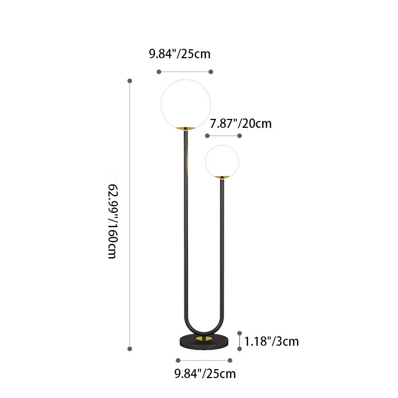 Modern Minimalist 2-Light Round Ball Iron Glass Floor Lamp for Bedroom