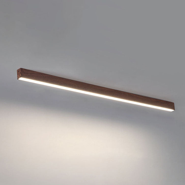 Modern Minimalist LED Flush Mount Ceiling Light - Wood Grain Aluminum Strips Design