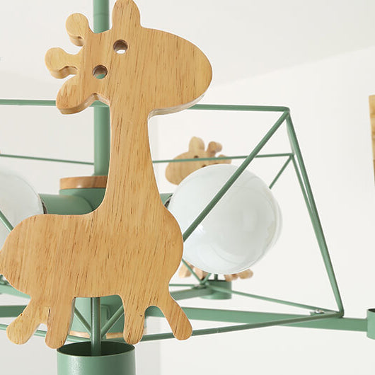 Scandinavian Modern Giraffe Pentagram Semi-Flush Mount Light - Iron & Glass 4/5 Light Ceiling Fixture