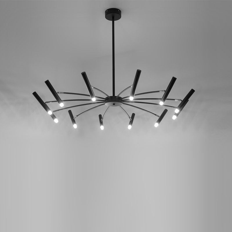 Contemporary Scandinavian Round Radioactive Iron Aluminum Chandelier 12/24 Light for Living Room