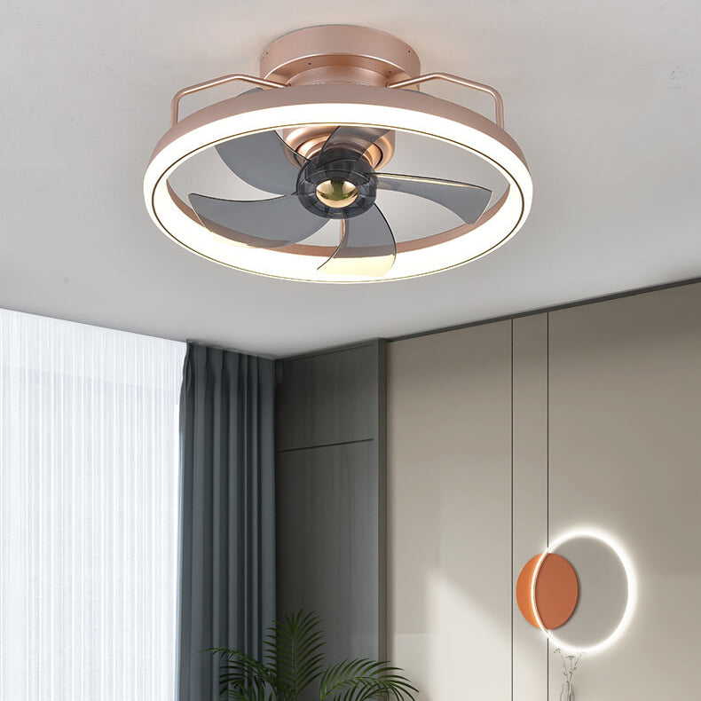 Modern Minimalist LED Ceiling Fan Light - Circle Ring Acrylic Shade Semi-Flush Mount