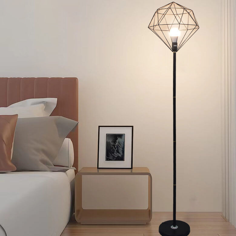 Contemporary Iron Hollow Diamond 1-Light Floor Lamp for Study