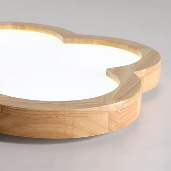 Nordic Simple Solid Wood Flower LED Slim Kids Flush Mount Ceiling Light Fixture, Cute Kids Room Lighting, Sky Blue and White Nursery Light, Modern Children's Ceiling Lamp, Energy Efficient LED Kids Decor Lighting