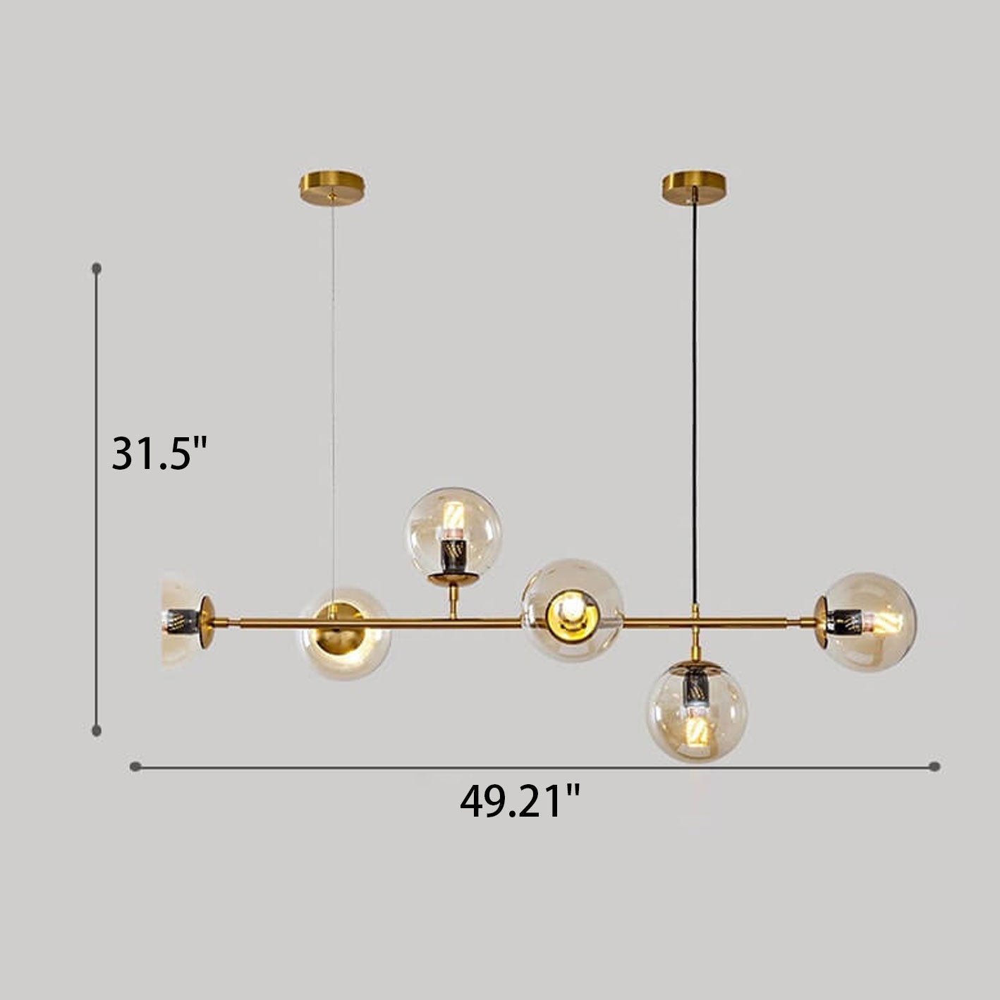 Modern Minimalist Round Globe 6-Light Chandelier - Glass Island Light Fixture