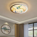 Modern Luxury Enamel Crystal Round LED Flush Mount Ceiling Light