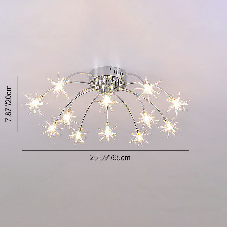 Contemporary Iron Flush Mount Ceiling Light - Star Design 12/21/28 Inches for Living Room