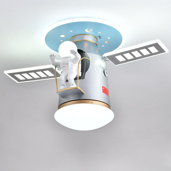 Creative Simplicity Spaceman Astronaut LED Kids Flush Mount Ceiling Light, Children’s Space Theme Lighting, Astronaut Bedroom Light Fixture, Nursery Decor, Kids Room LED Ceiling Lamp, Modern Space Adventure Light, Unique Space Explorer Ceiling Light for K