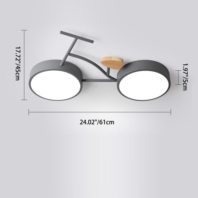 Contemporary Creative Bicycle Acrylic Wood LED Kids Flush Mount Ceiling Light for Living Room, Playroom, Bedroom, Children's Room, Decorative Lighting, Unique Design Ceiling Fixture, Eco-Friendly Home Decor, Modern Kids Room Lighting, Fun Bicycle-Themed C