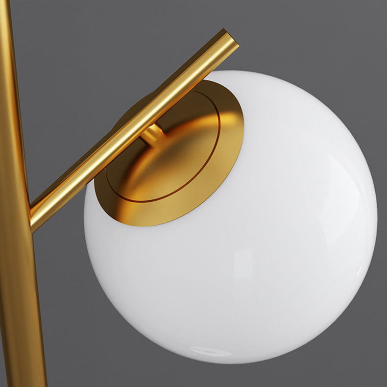 Contemporary Scandinavian Orb Pillar Floor Lamp - 3-Light Metal & Marble Glass for Living Room