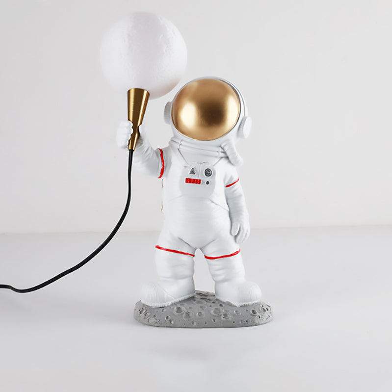Contemporary Creative Resin ABS Astronaut 1-Light Table Lamp for Bedroom, Unique Astronaut Night Light, Modern Kids Room Decor, Stylish Desk Lamp for Space Theme, Adjustable LED Lighting, Home Office Accent Lighting, Fun Bedroom Accessories, Decorative As