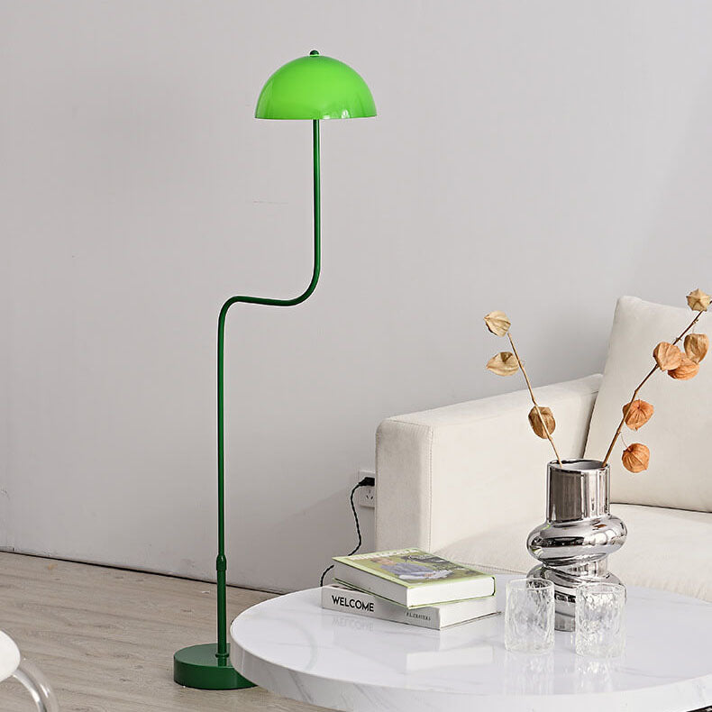 Contemporary Scandinavian Iron Glass Dome Floor Lamp for Study - 1-Light Design