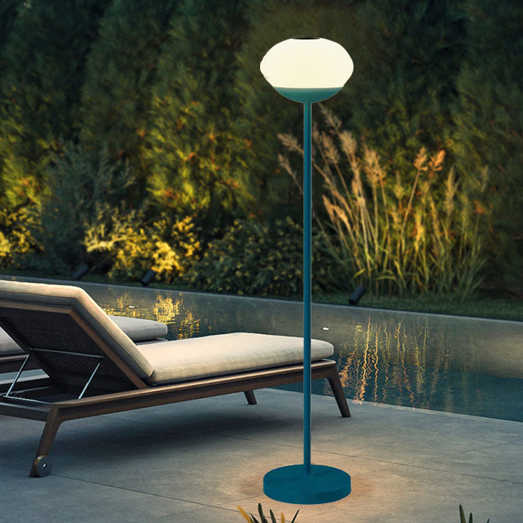 Solar Modern Minimalist Oval LED Outdoor Standing Lamp | Wrought Iron PE Design