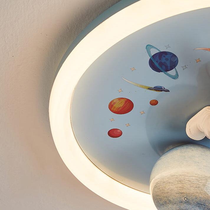 Cartoon Astronaut LED Flush Mount Ceiling Light - Creative Space Decor