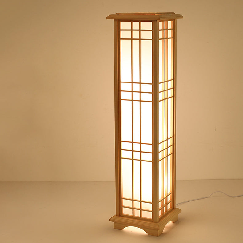 Traditional Japanese Wood Acrylic Floor Lamp - 1/2/3 Light Design for Bedroom