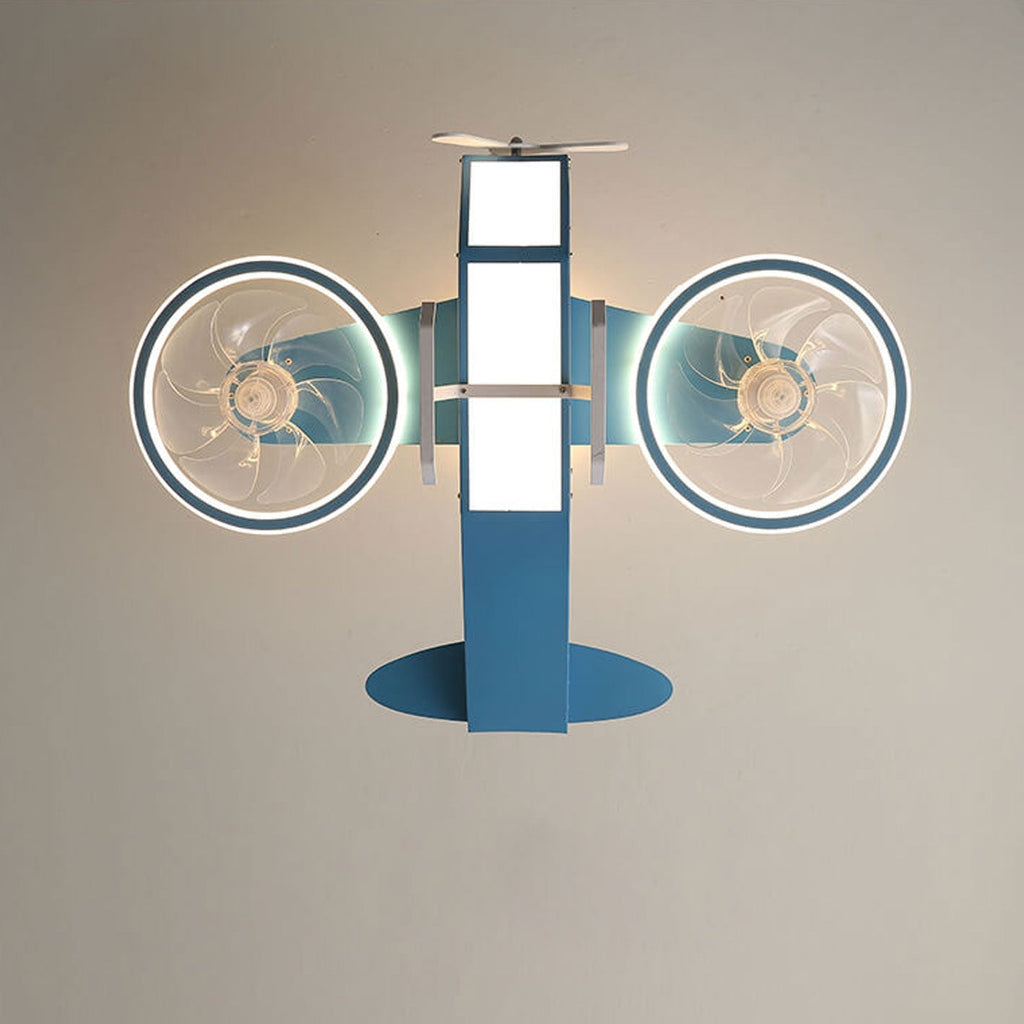 Creative Cartoon Aircraft Ceiling Fan Light for Kids Room, Fun Flush Mount Design, Airplane-Themed Illumination, Ideal for Nursery & Playroom Decor