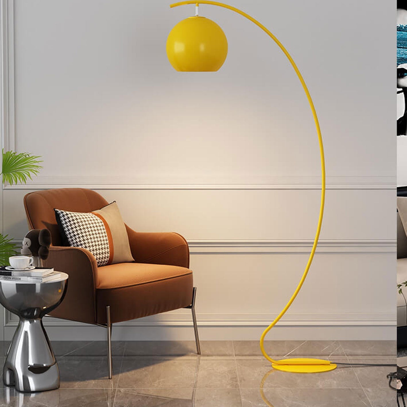 Nordic Minimalist Curved Line Floor Lamp - 1-Light Dome Design