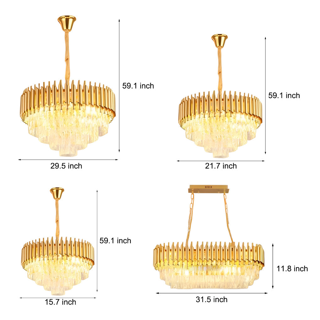 Round Oval Crystal Chandelier - Luxury Post-Modern Lighting with Three-Step Dimming
