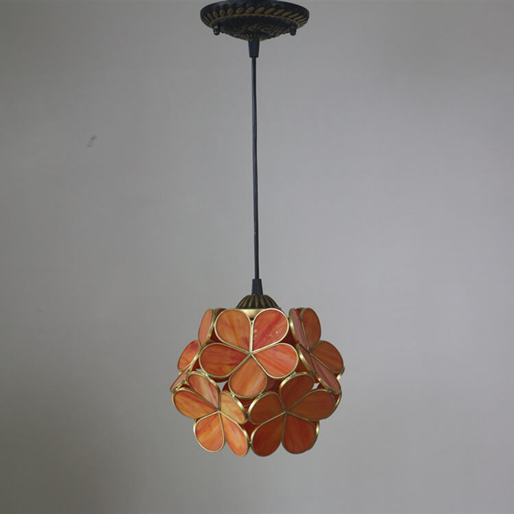 Vintage Stained Glass Petal Pendant Light - Illuminated Floral Charm
