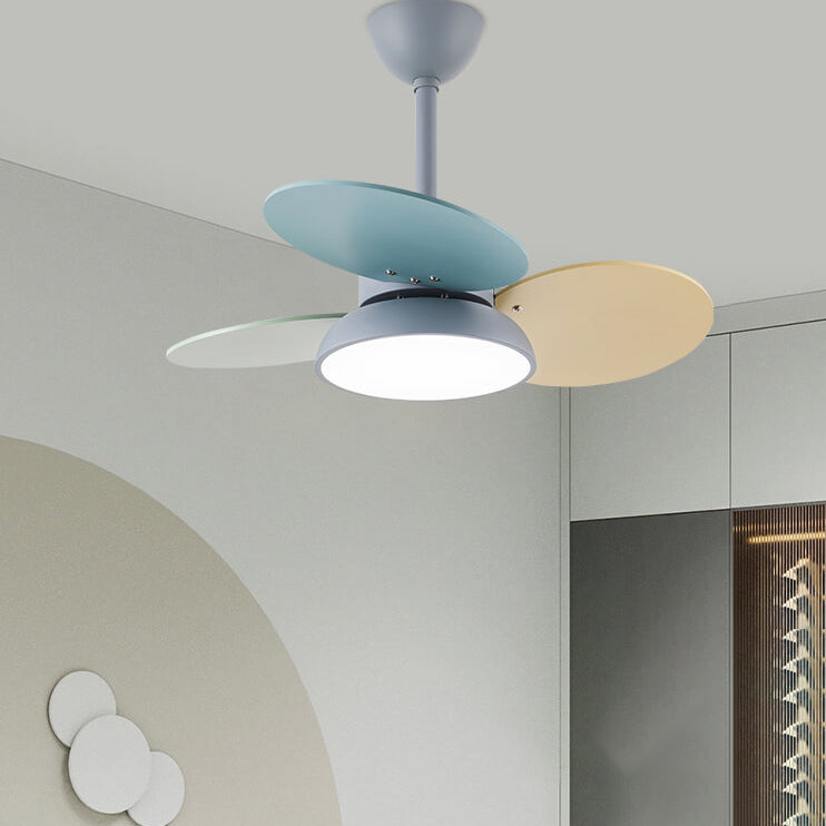 Colorful Round Fan Leaf Kids Downrods Ceiling Light