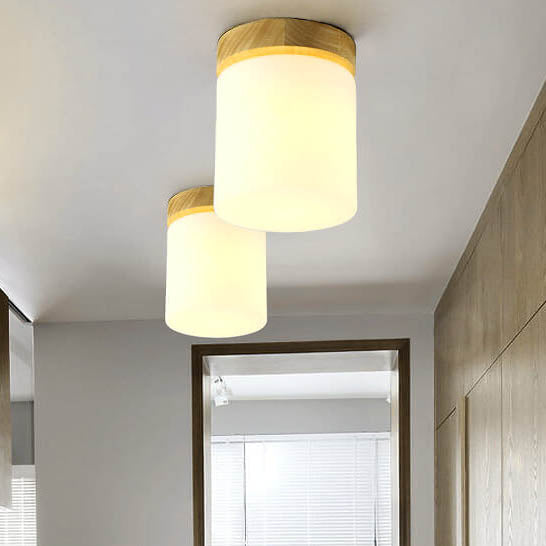 Modern Nordic Minimalist Wood Circular Square Semi-Flush Mount Ceiling Light