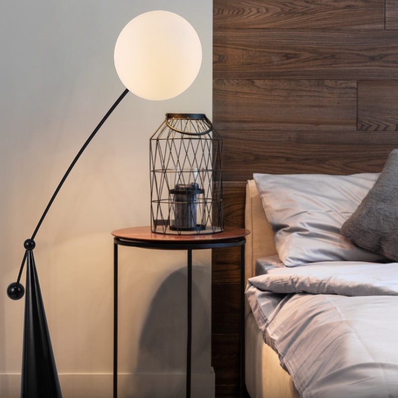 Contemporary Tapered Base Fishing Rod Floor Lamp - 1-Light Iron & Glass Design for Living Room