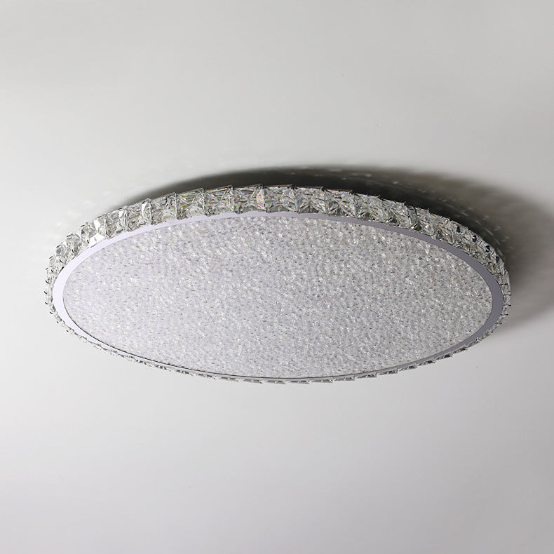 Modern Luxury LED Flush Mount Ceiling Light - Stainless Steel & Crystal Design for Living Room