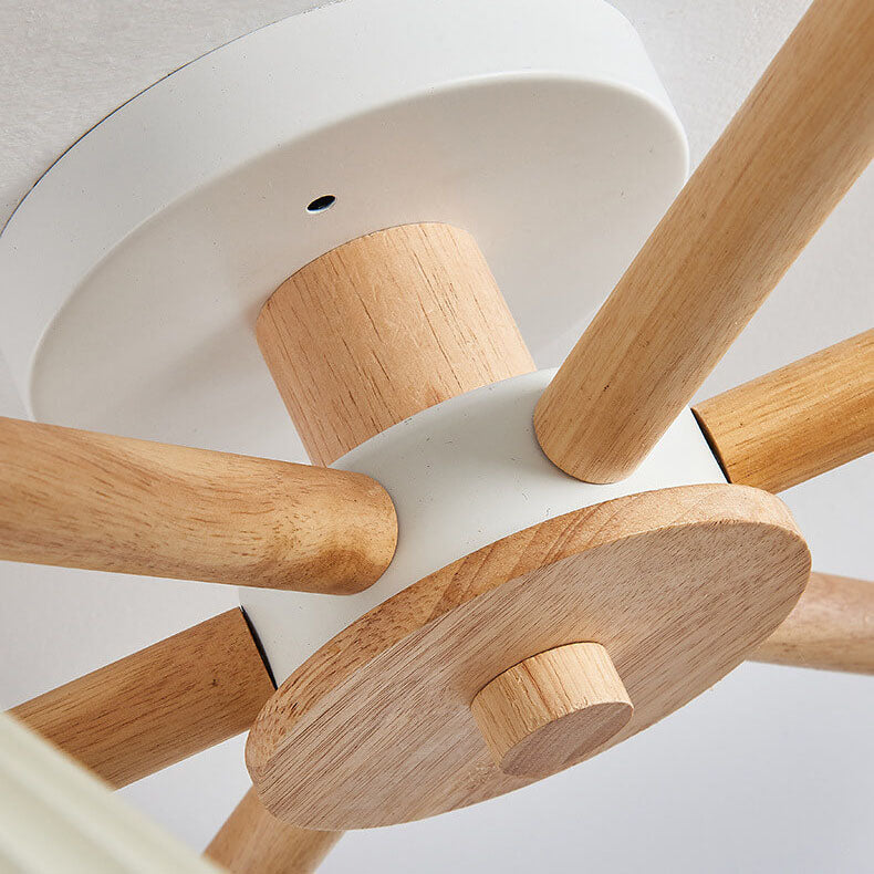 Nordic Wood Pleated Shade Semi-Flush Mount Ceiling Light - 3/6/8 Light Options for Modern Home Decor