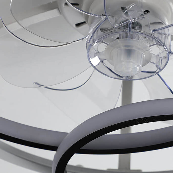 Double Ring Overlap LED Ceiling Fan Light - Modern Flush Mount Design, Energy Efficient, Stylish Home Lighting