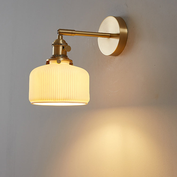 Modern Minimalist Striped Ceramic Wall Sconce Lamp - 1-Light Decorative Fixture