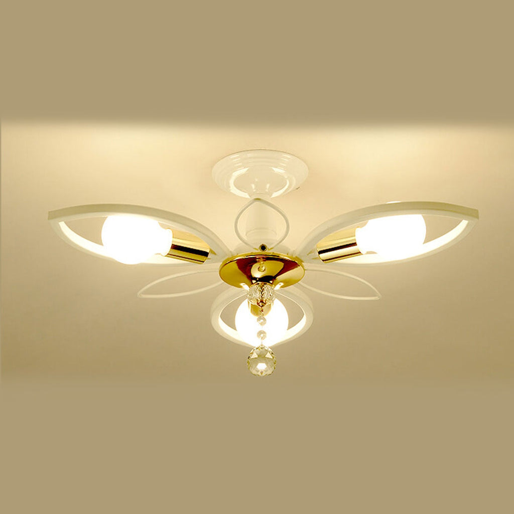 Nordic Luxury Wrought Iron Crystal Flush Mount Ceiling Light - 6/8 Light Design