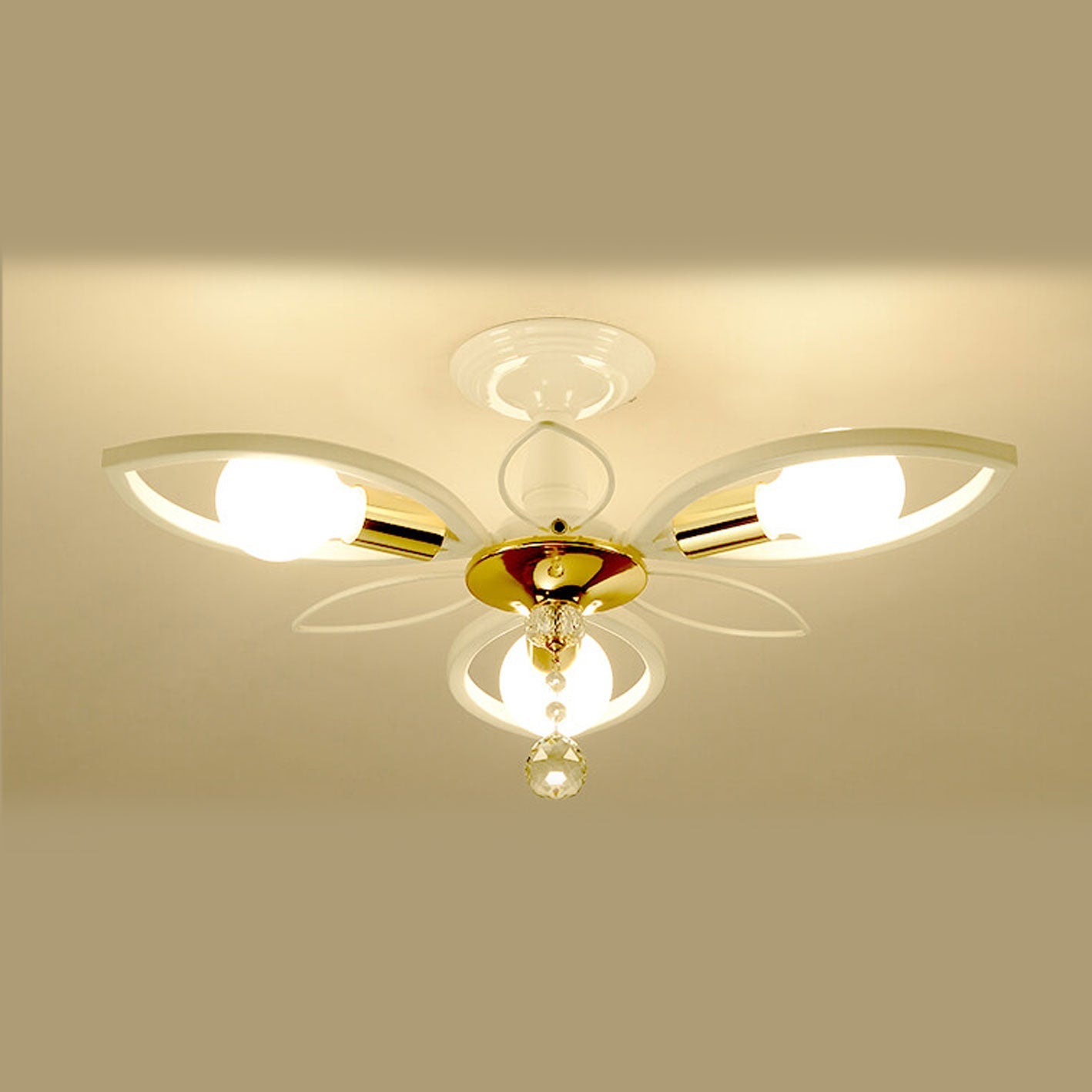 Nordic Luxury Wrought Iron Crystal Flush Mount Ceiling Light - 6/8 Light Design