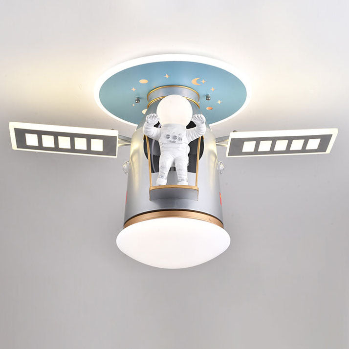 Creative Simplicity Spaceman Astronaut LED Kids Flush Mount Ceiling Light, Children’s Space Theme Lighting, Astronaut Bedroom Light Fixture, Nursery Decor, Kids Room LED Ceiling Lamp, Modern Space Adventure Light, Unique Space Explorer Ceiling Light for K