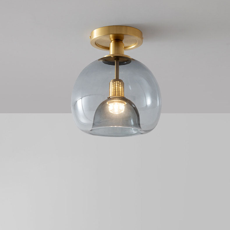 Contemporary Scandinavian Copper Glass Semi-Flush Mount Light for Living Room