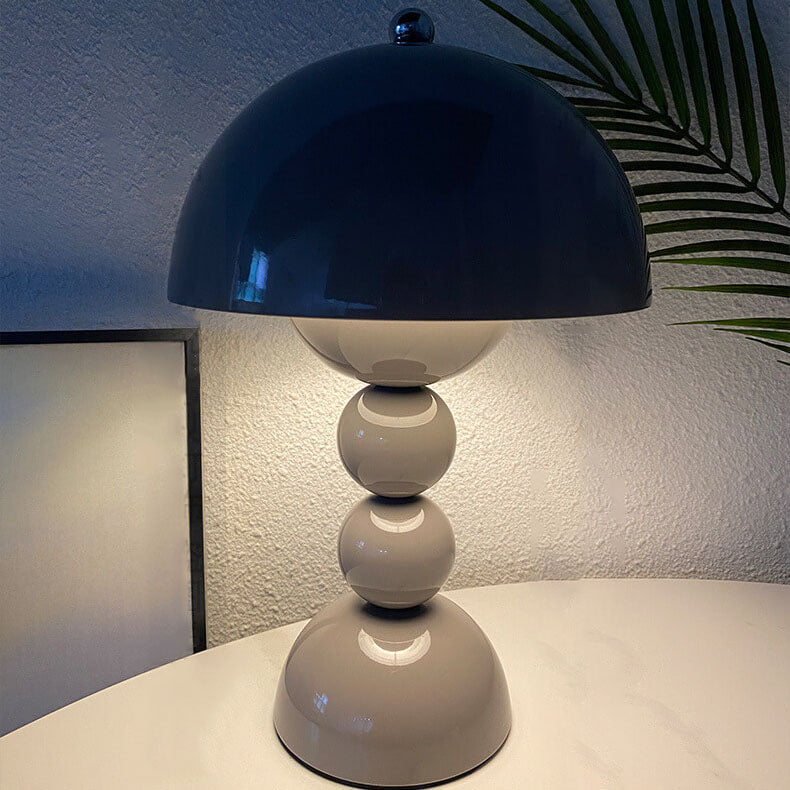 Contemporary Nordic Metal Mushroom Round Pod 1-Light Table Lamp for Bedroom Stylish Modern Lighting Fixture Nightstand Illuminated Decor Home Office Ambient Light Scandinavian Design Unique Table Lamp