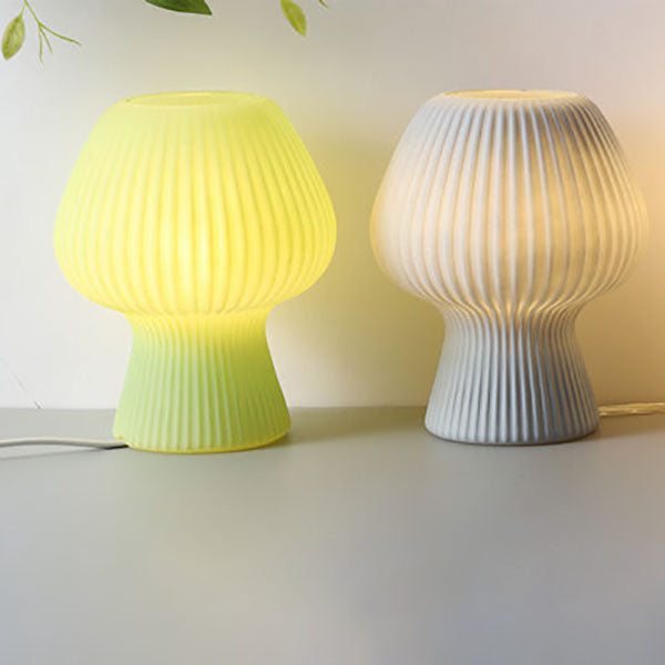 Modern Minimalist Mushroom 1-Light Glass Table Lamp for Bedside, Stylish Nightstand Lighting, Contemporary Home Decor, Elegant Glass Shade, LED Compatible, Small Space Accent Light, Chic Bedroom Lamp