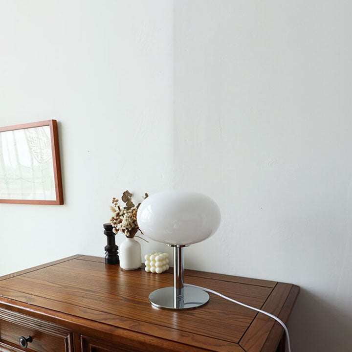 Contemporary Nordic Round Iron Glass Table Lamp - 1-Light Bedroom Accent