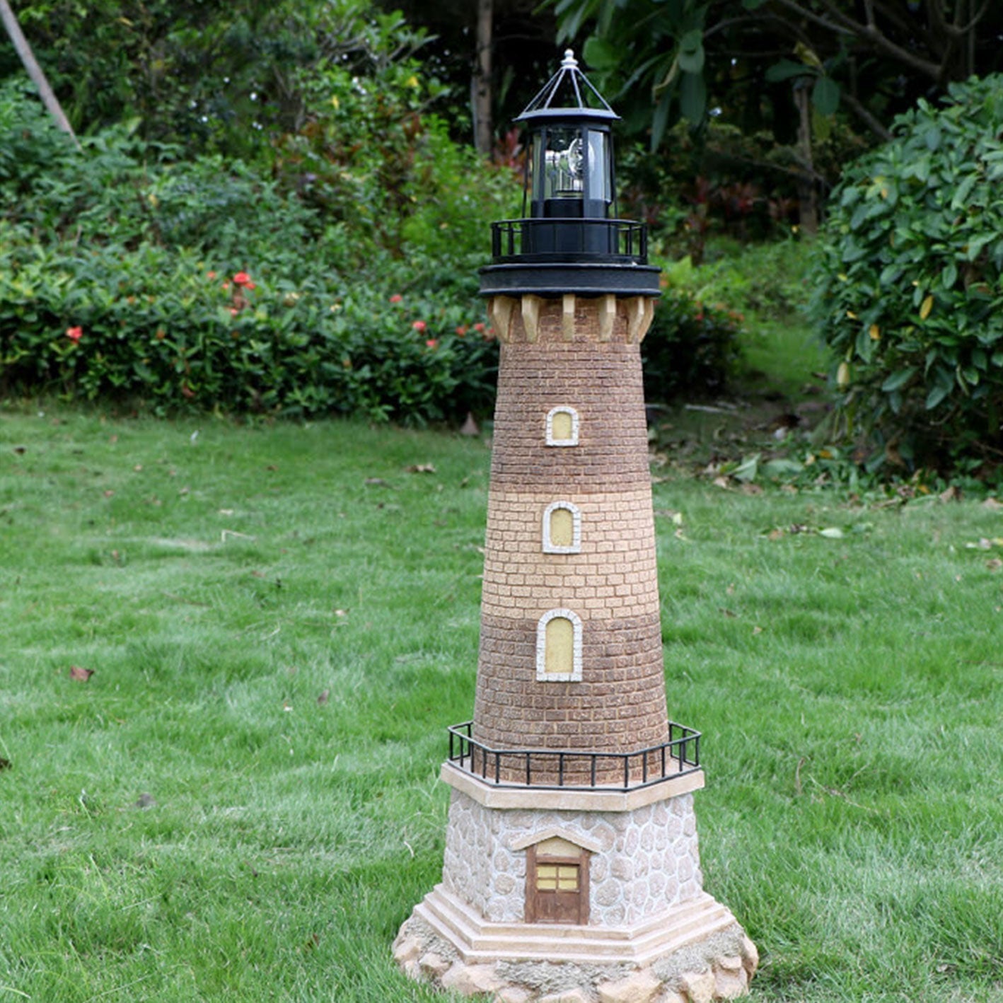 Solar Rotating Tower LED Garden Light - Creative Resin Landscape Decoration