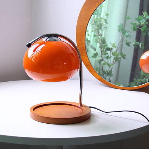 Contemporary Retro Glass Dome Solid Wood Metal Base 1-Light Melting Wax Table Lamp - Vintage Home Lighting, Modern Desk Lamp, Unique Decorative Lamp, Warm LED Night Light, Artisanal Table Lamp for Living Room, Bedroom, Office, Stylish Interior Decor, Cozy