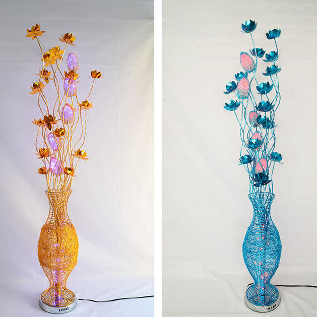 Contemporary Aluminum LED Floor Lamp with Vase Design for Living Room